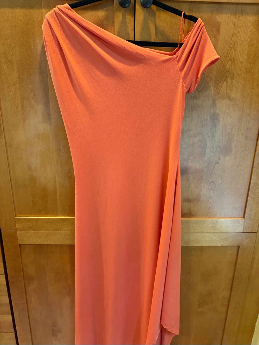 BHLDN One-Shoulder Asymmetric Orange Midi Dress Size Medium - Picture 5 of 16